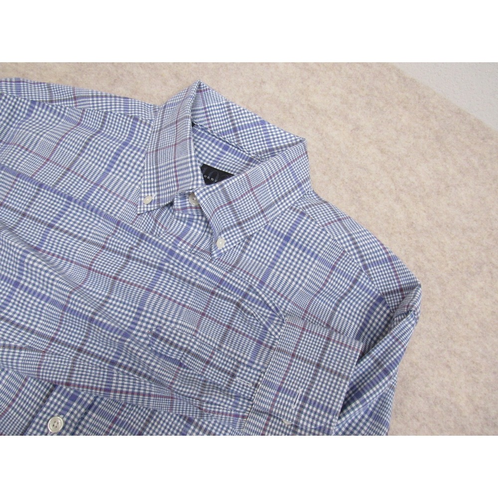 Bobby Jones 1930 Mens Blue Purple Plaid Cotton Button Down Shirt Size Medium